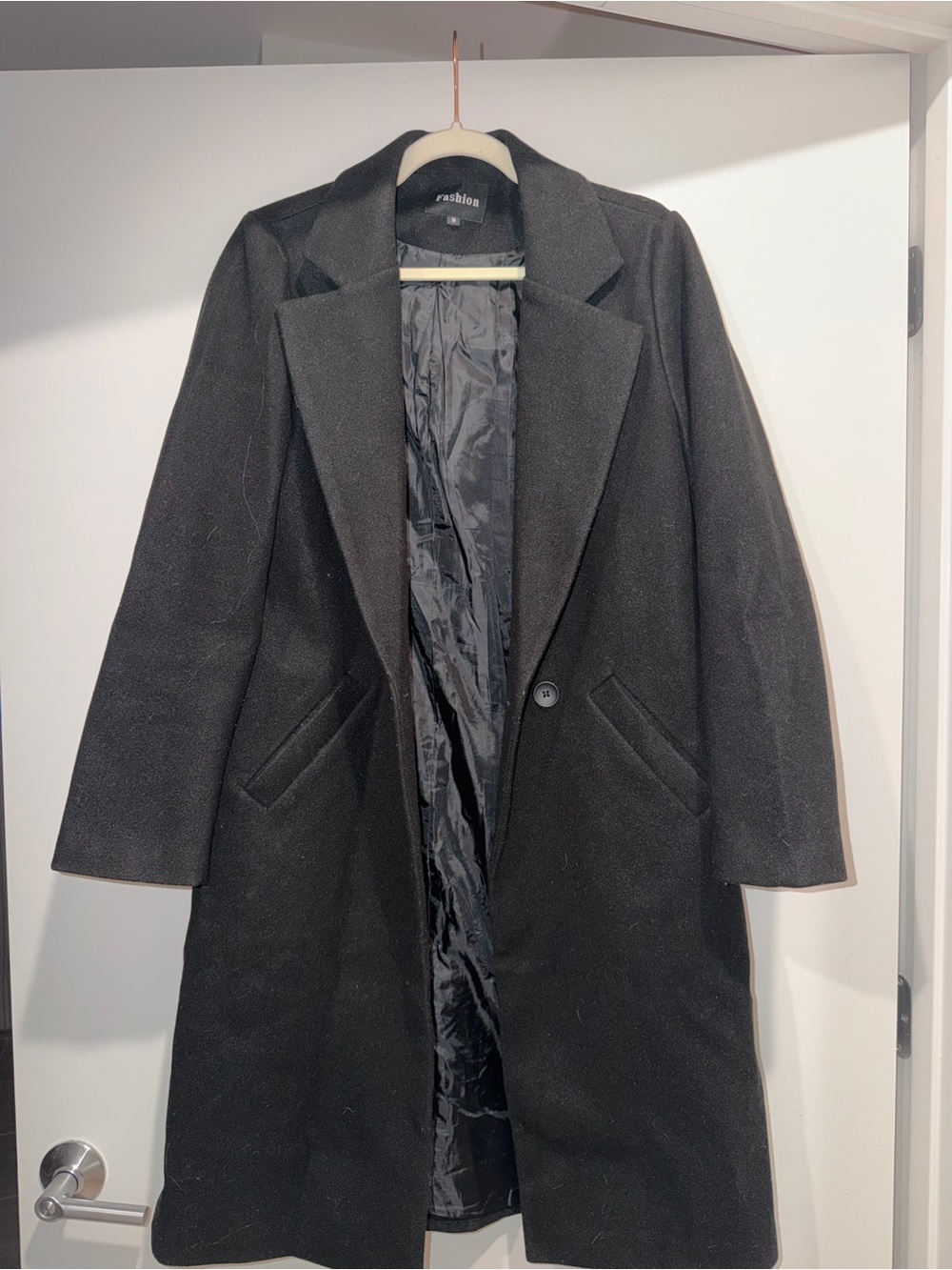 Black Long Wool-Blend Coat - never worn